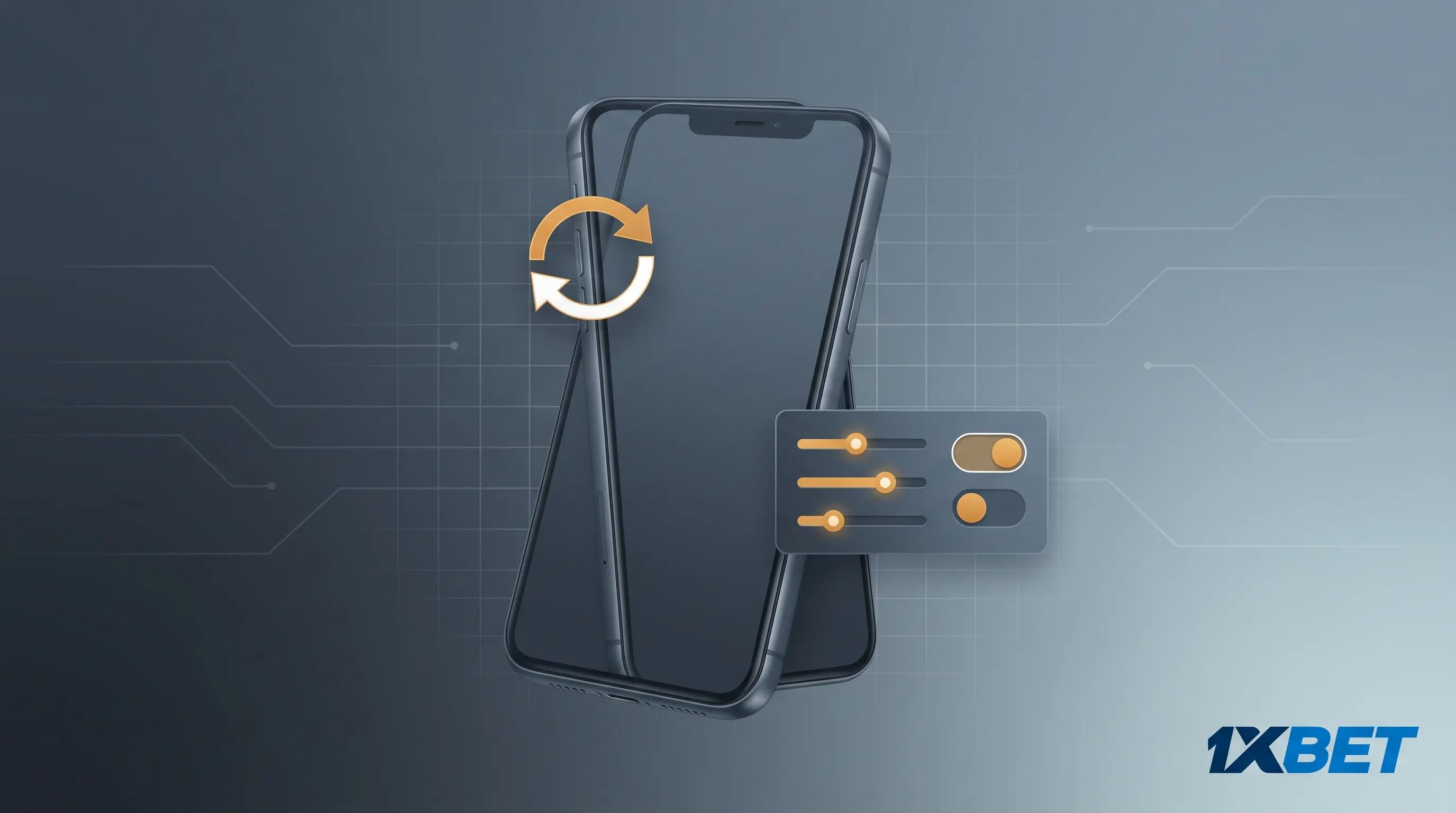 Smartphone showing an abstract update icon, symbolizing the 1xbet apk latest version and rollback options.